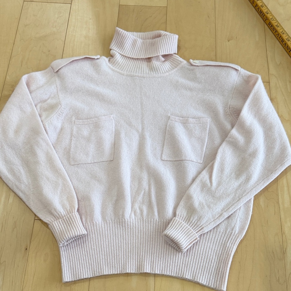 VINTAGE Liz Claiborne Lambswool angora pink turtleneck sweater - size M